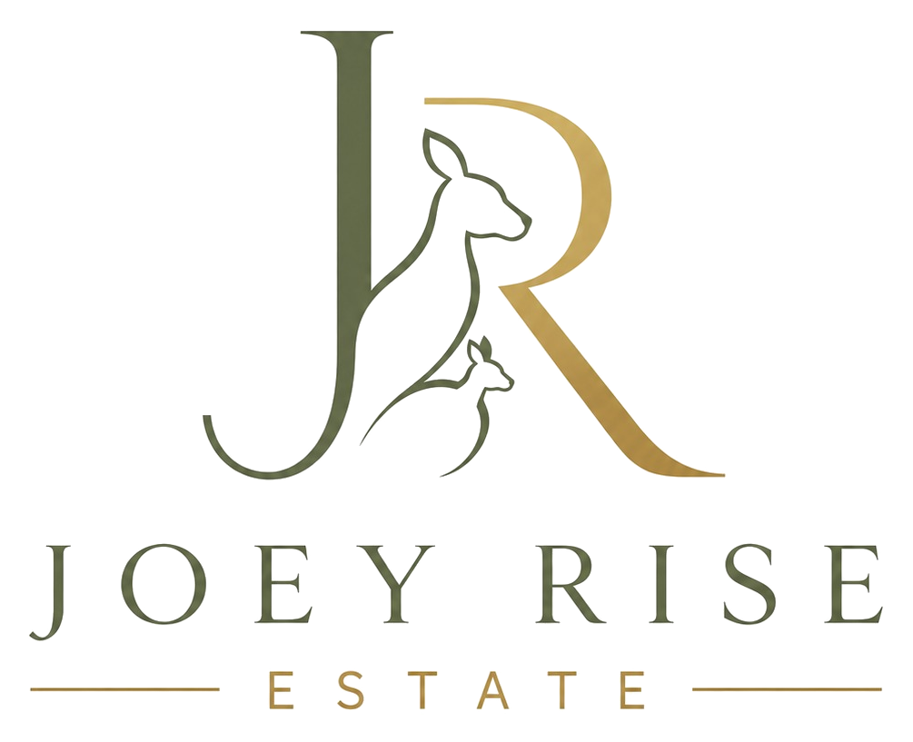 Joey Rise Estate — JR monogram with kangaroo and joey